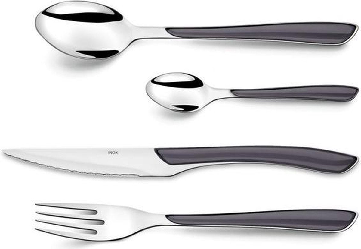 Amefa Eclat - Grijs - Bestekset - RVS - (Set van 24) en Yourkitchen E-kookboek