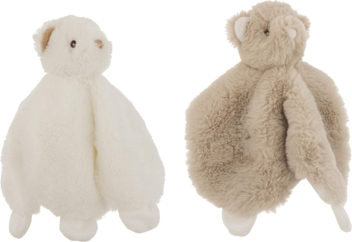 J-Line Doudou Beer Pluche Wit/Grijs Assortiment Van 2