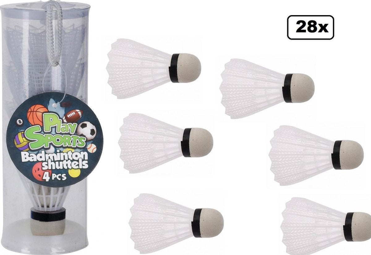 28x Badminton shuttles wit - shuttle spel en sport badminton