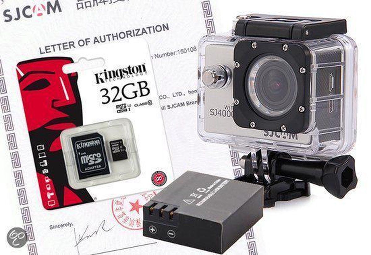SJCAM SJ4000 WiFi - Zilver - inclusief extra accu en 32GB sd-kaart