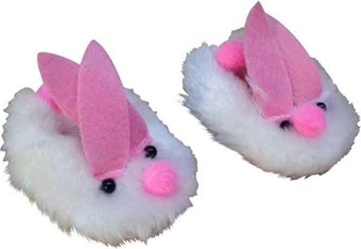 Mini Mommy Slippers Konijntje 30-35 Cm Wit/roze