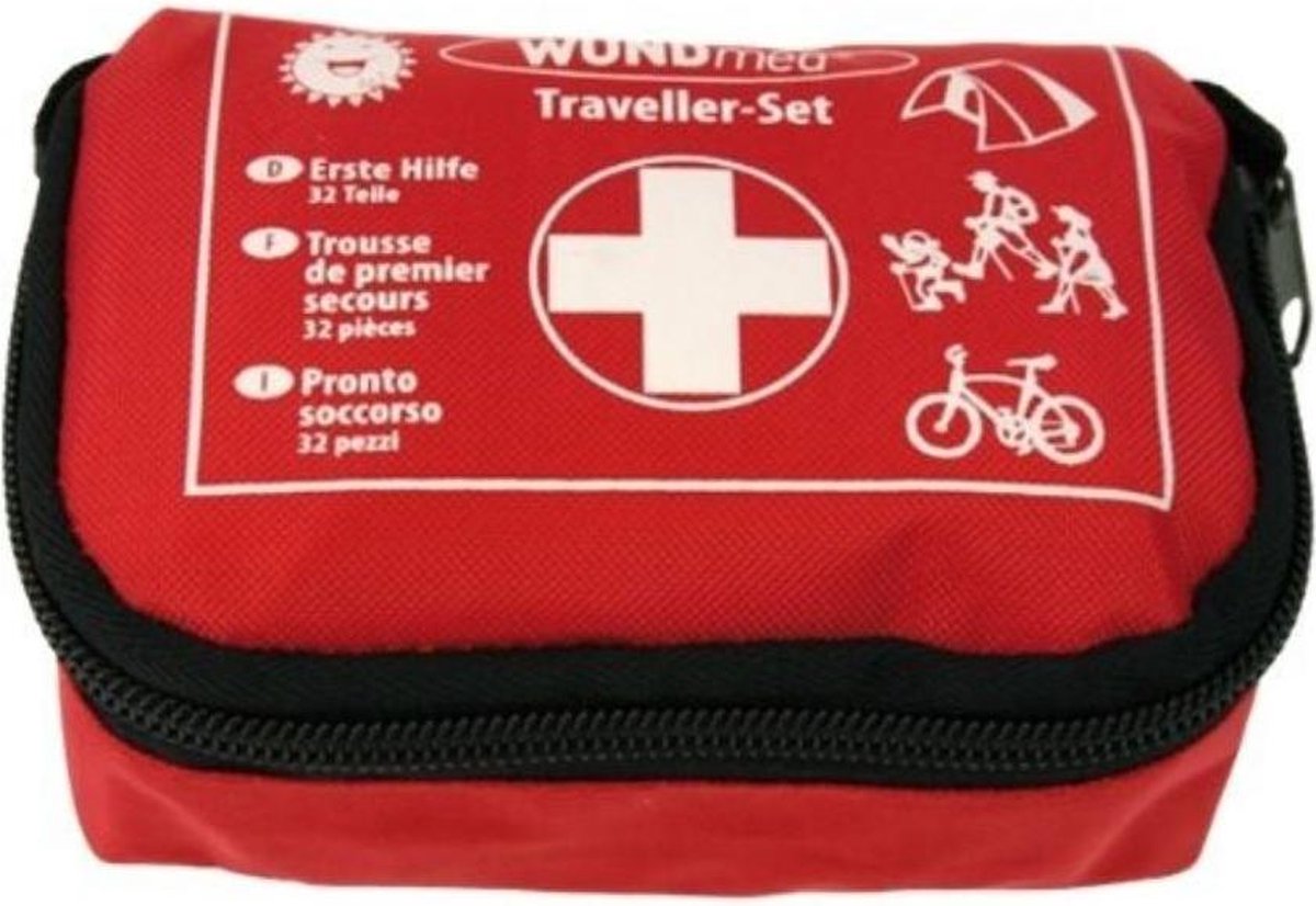 Orange85 Verbanddoos - Rood - 11x8x5cm - 300 Gram - Nylon - Voor noodgeval -  EHBO-kit - EHBO doos - Verbandtrommel - 32-delig