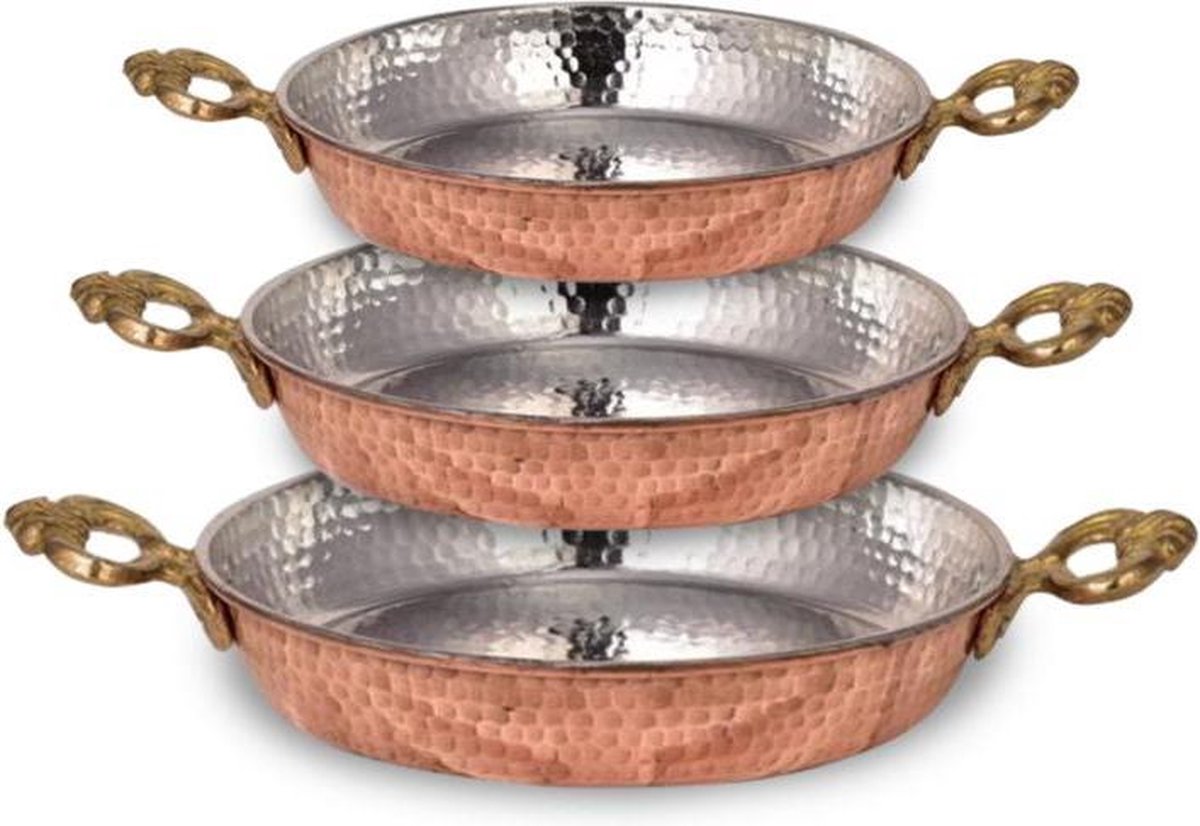 Koperen Pan - Set van 3 - 14