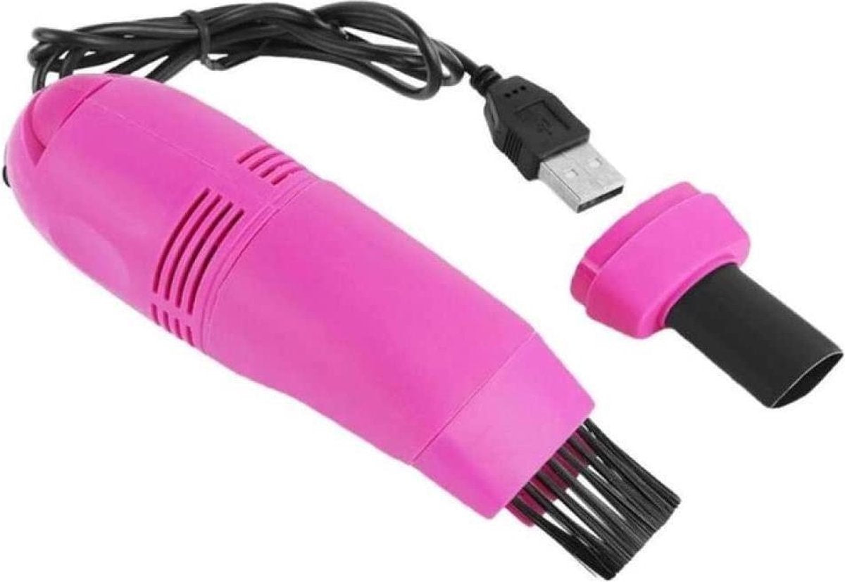 Auto-interieurreiniger mini usb auto stofzuiger laptop borstel auto-interieur ventilatie stofverwijderingsset plug-in stofzuiger - roze