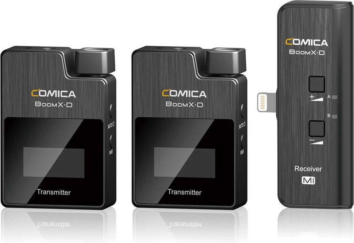 Comica BoomX-D MI2 draadloze microfoon-set met 2 zenders en Lightning-ontvanger voor iPhone