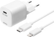 DELTACO USBC-AC141 Wandoplader Lightning MFi naar USB-C kabel - PD - 1m - Wit