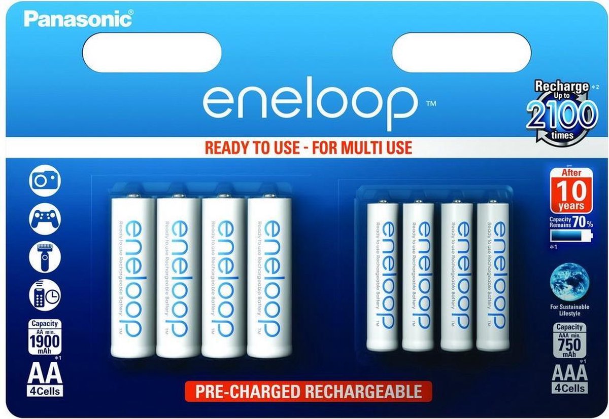 Panasonic Eneloop Combipack 1x4 Mignon AA + 1x4 Micro AAA