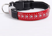 Hondenhalsband met licht -  Maat S - Rood met Pootjes