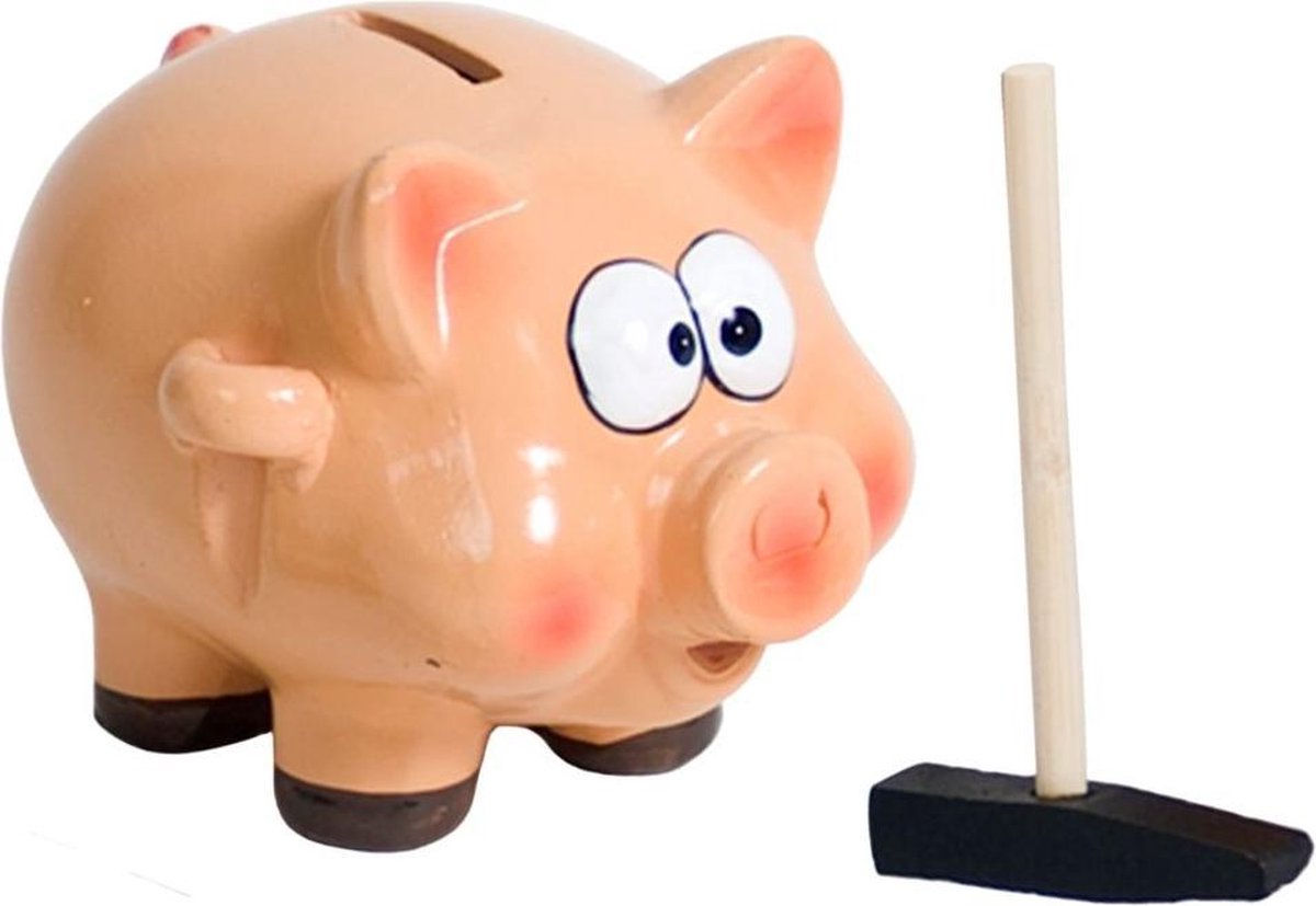 Orange85 Spaarvarken - Spaarpot - met Hamer - Spaarpot varken - Roze - Keramiek - Spaarpotten - Kinderen - Volwassenen