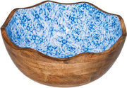 Stylepoint Houten kom blauw bloem Ø30X11CM