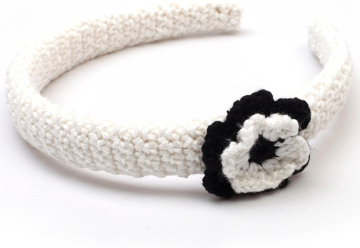 Naturezoo Haarband Bloem Wit/zwart