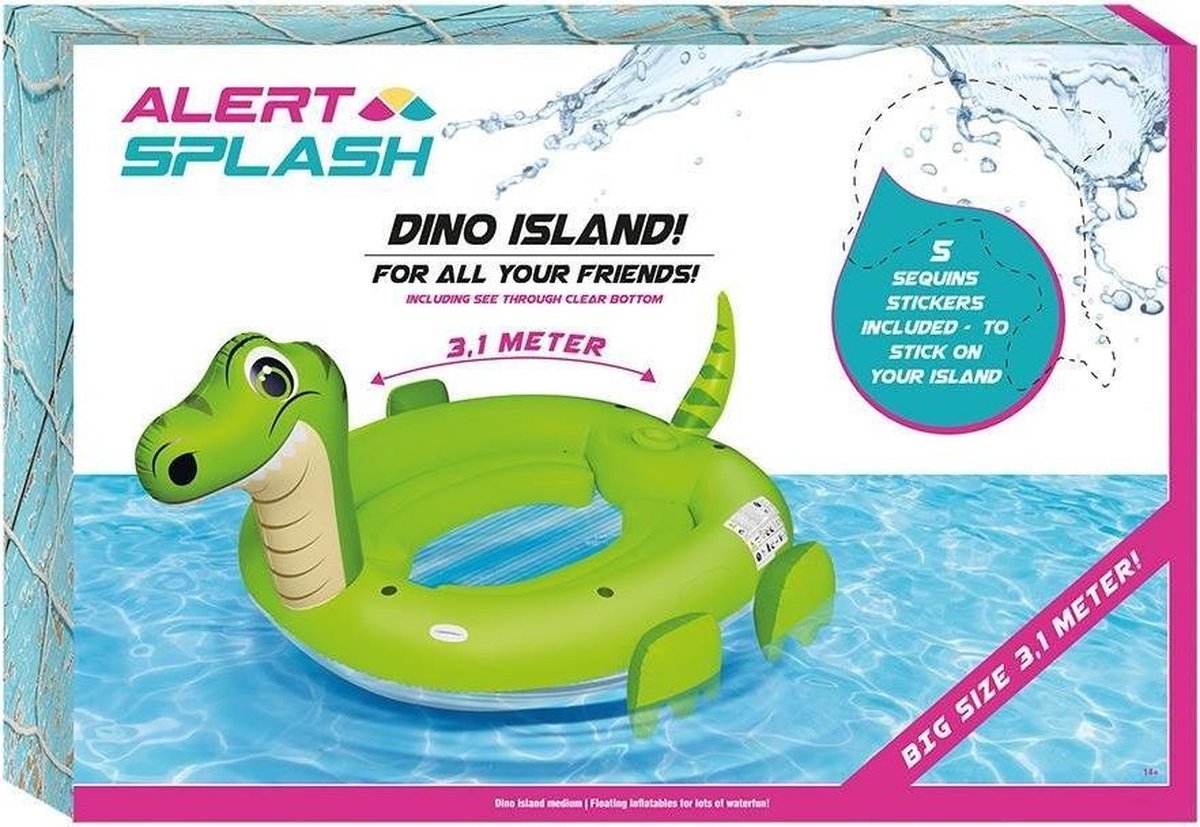 Alert Splash opblaasbaar dino eiland 310x270x175 cm