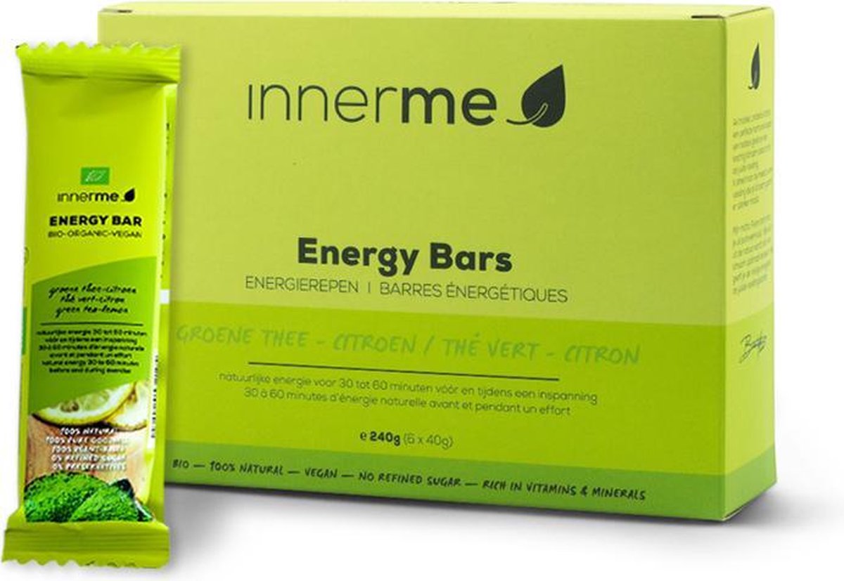 Innerme Energy Bars 'Groen Thee-Citroen' - bio & vegan sportreep - 6 energierepen 40g