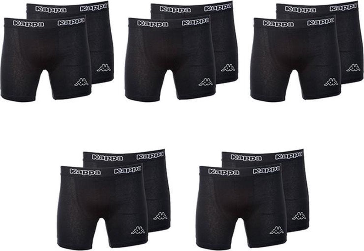 10 Pack Kappa Boxershorts Zwart Heren Boxer Short - Maat S