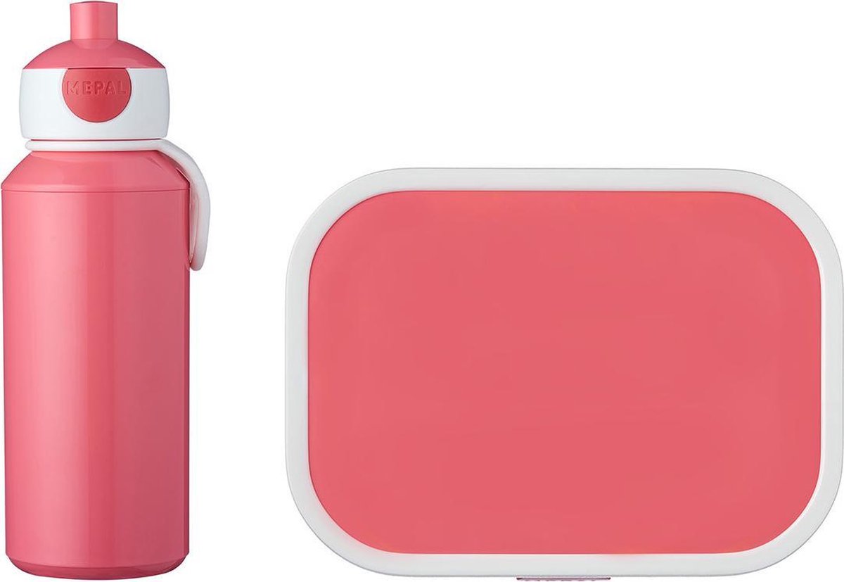 Mepal – Lunchset campus (pu + lb) – pop-up drinkfles en broodtrommel voor kinderen – roze – bento box – lekvrij