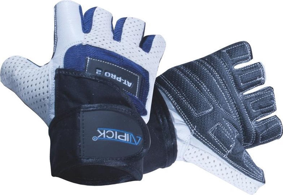 Atipick Fitness-handschoenen Leer Blauw/wit Maat M