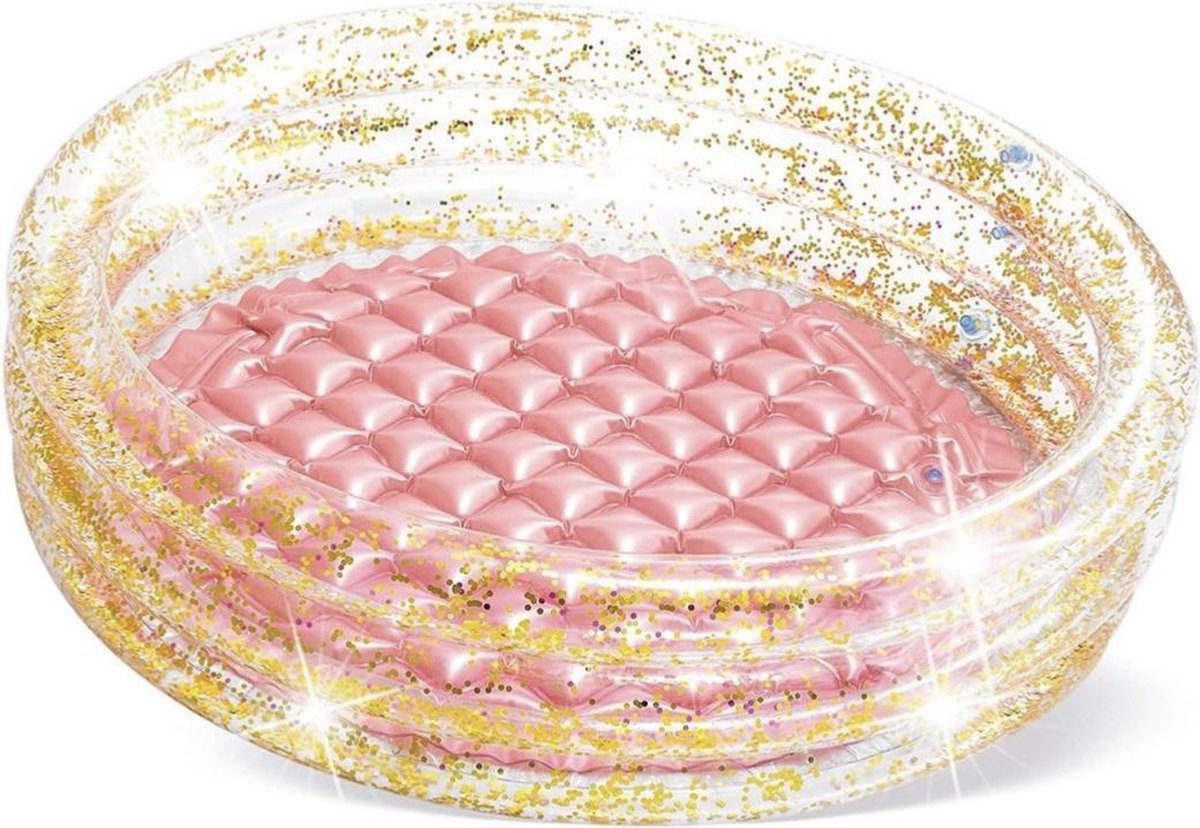 Intex opblaaszwembad glitter roze/goud - 86x25cm - vinyl - kinderzwembad - zomer - collectie 2021 - new collection - glitters - babyzwembad - peuterbadje - vakantie - strand - baby - dreumes - peuter - kleuter - kids - opblaasbaar zwembad
