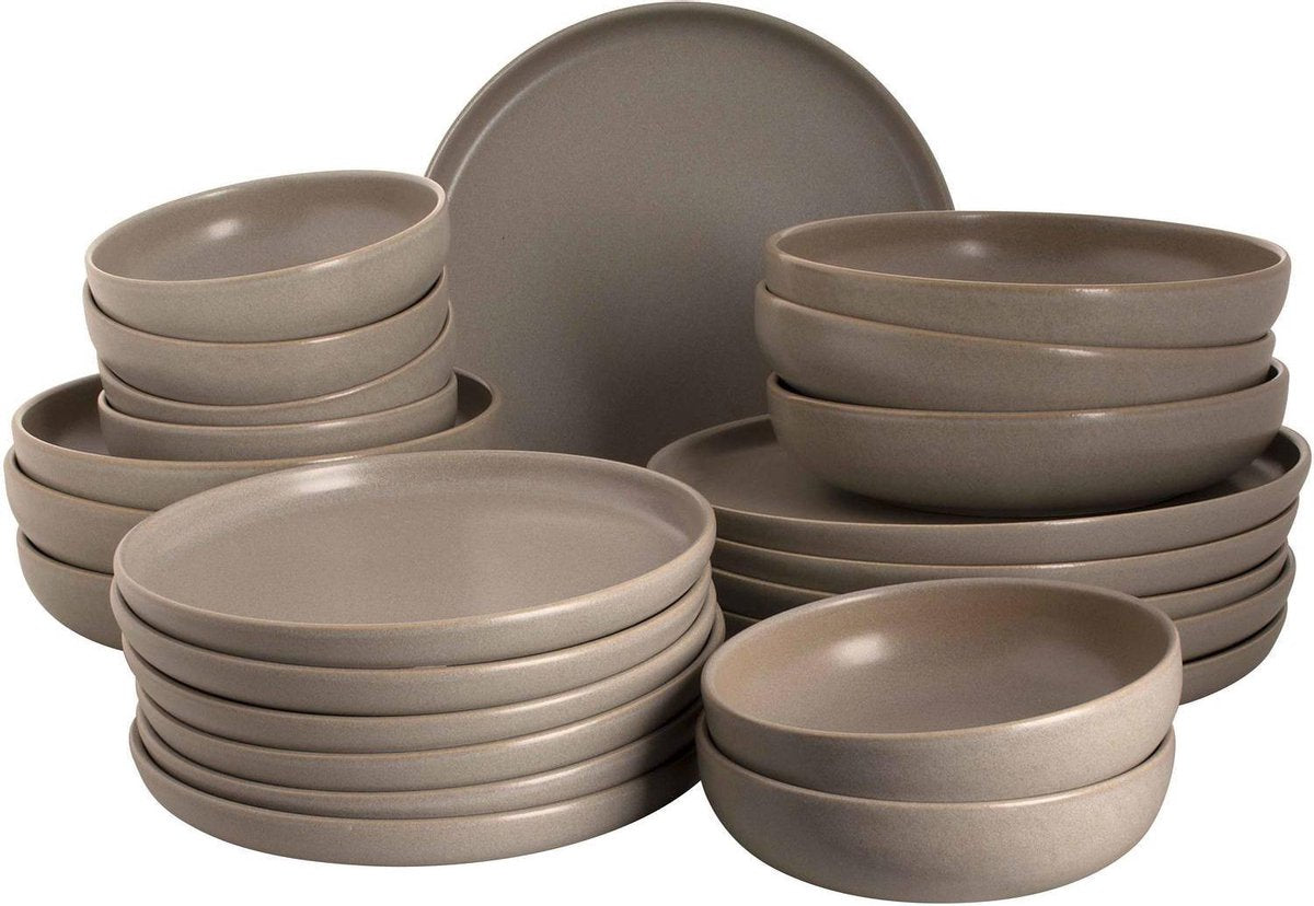 Palmer Sandy Loam Stoneware Serviesset - 6-persoons - 24-delig - Grijs