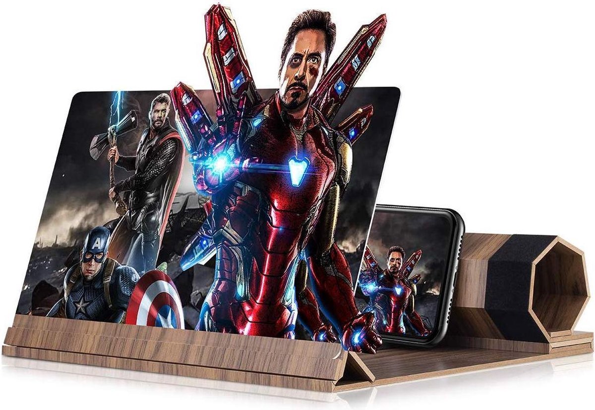 Scherm Vergroter - Vergrootglas voor Smartphone Beeldscherm - Full HD Telefoonscherm Versterker -  Schermvergroter van Hout - Geschikt voor elke Telefoon