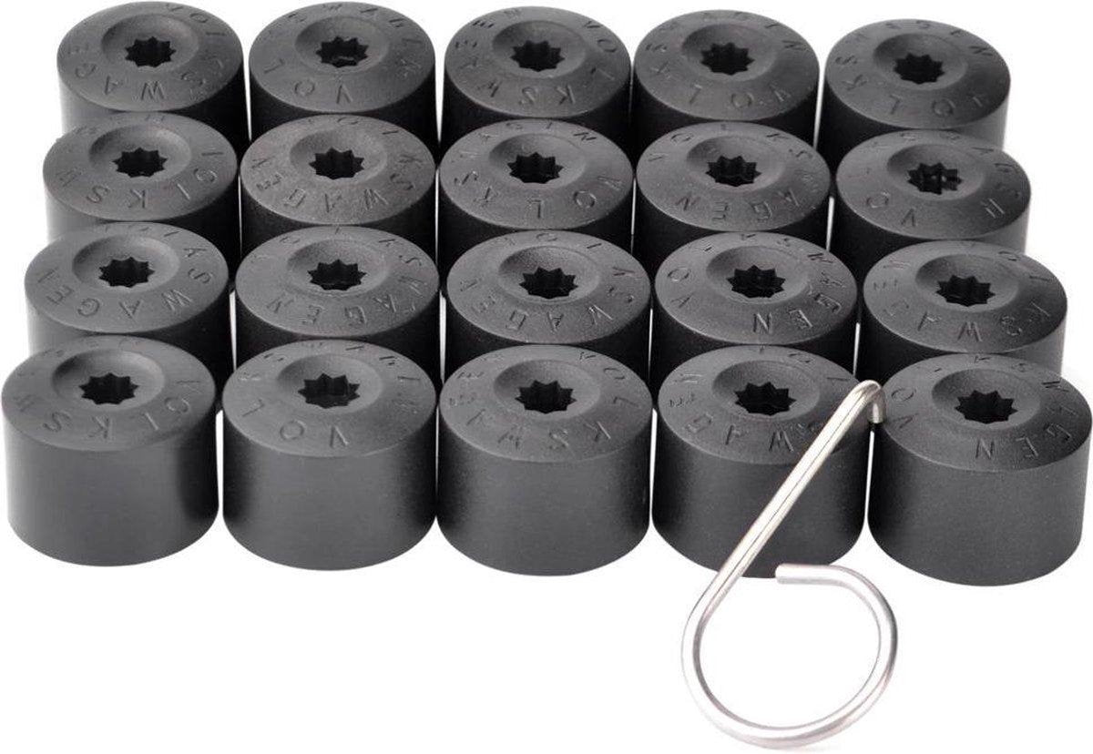 Wielmoerkapjes VOLKSWAGEN 17mm - Anti Diefstal - Set van 20 stuks - Mat-zwart - Moer Cover Auto