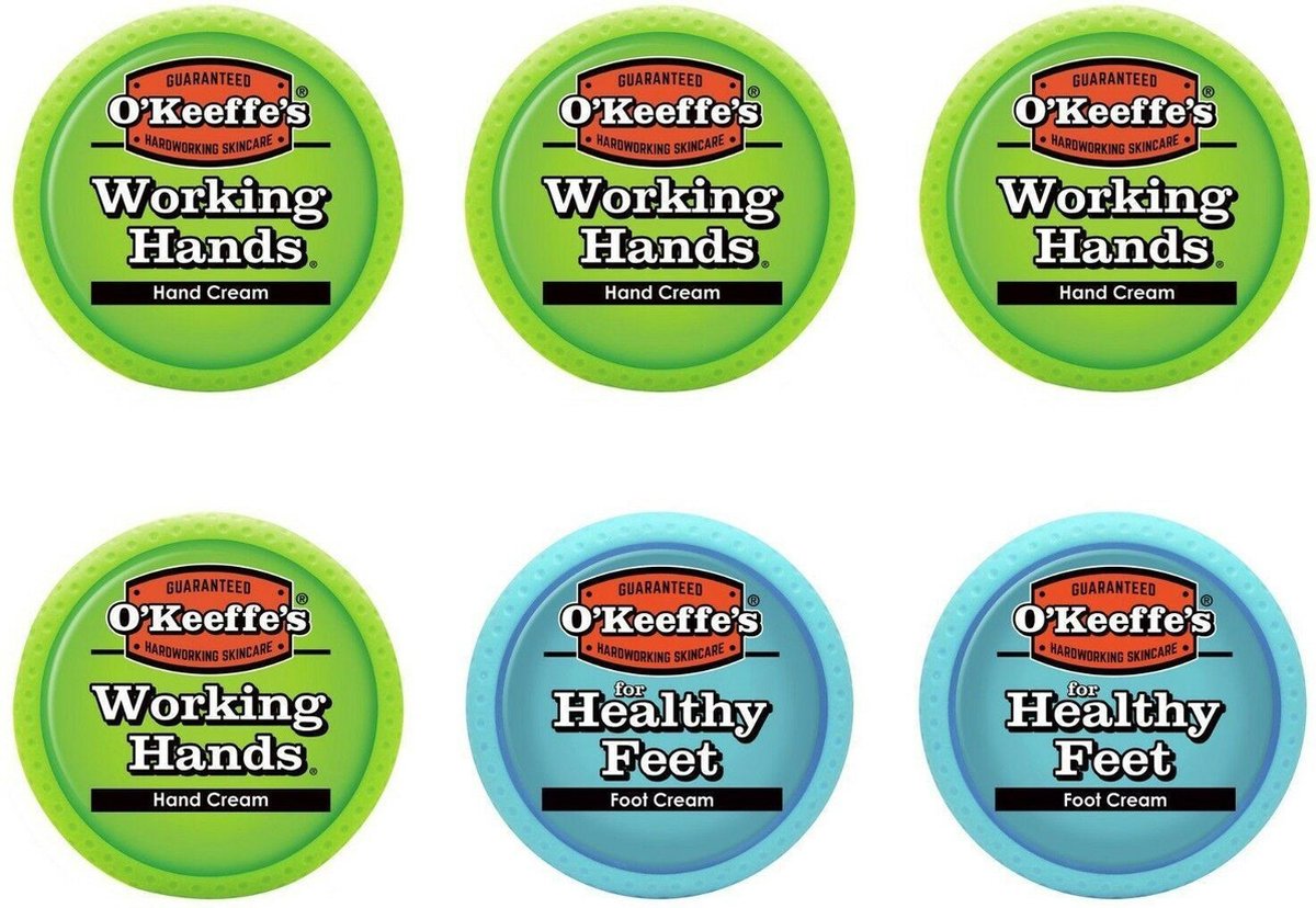 O'Keeffe's Working Hands & Healthy Feet: Hand & Foot Cream Jar Set - 6 pak