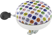 M-Wave Fietsbel 80mm | Ding-Dong geluid | Wit Emoticons