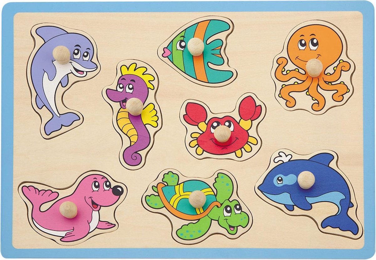 Jouéco Vormenpuzzel Zeedieren 8 Stukjes Blauw