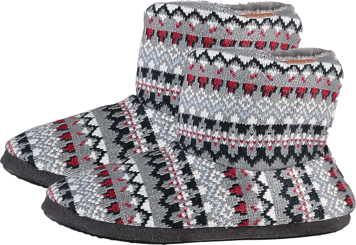 Pantoffels heren hoog model slof met bont - Noors motief grijs -  Maat: 43-44
