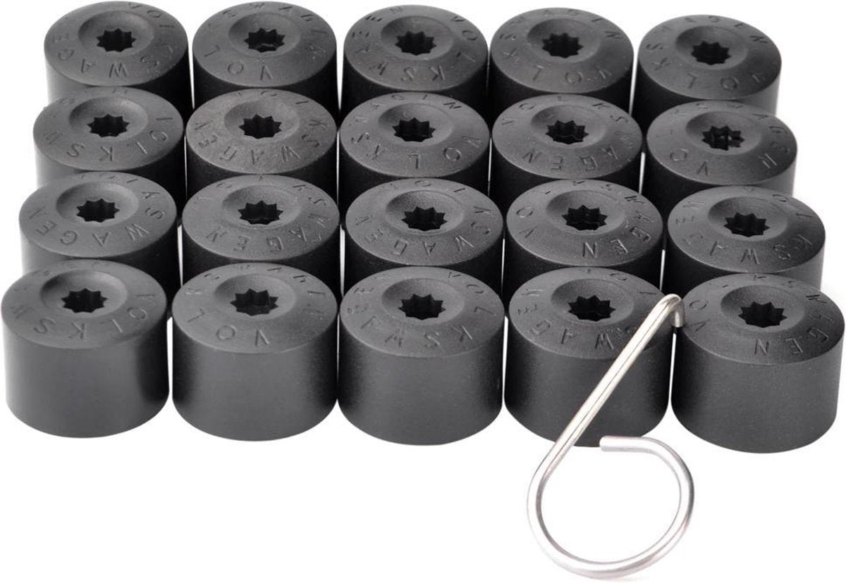 Wielmoerkapjes VOLKSWAGEN 17mm - Set van 20 stuks - Mat-zwart - Moer Cover Auto