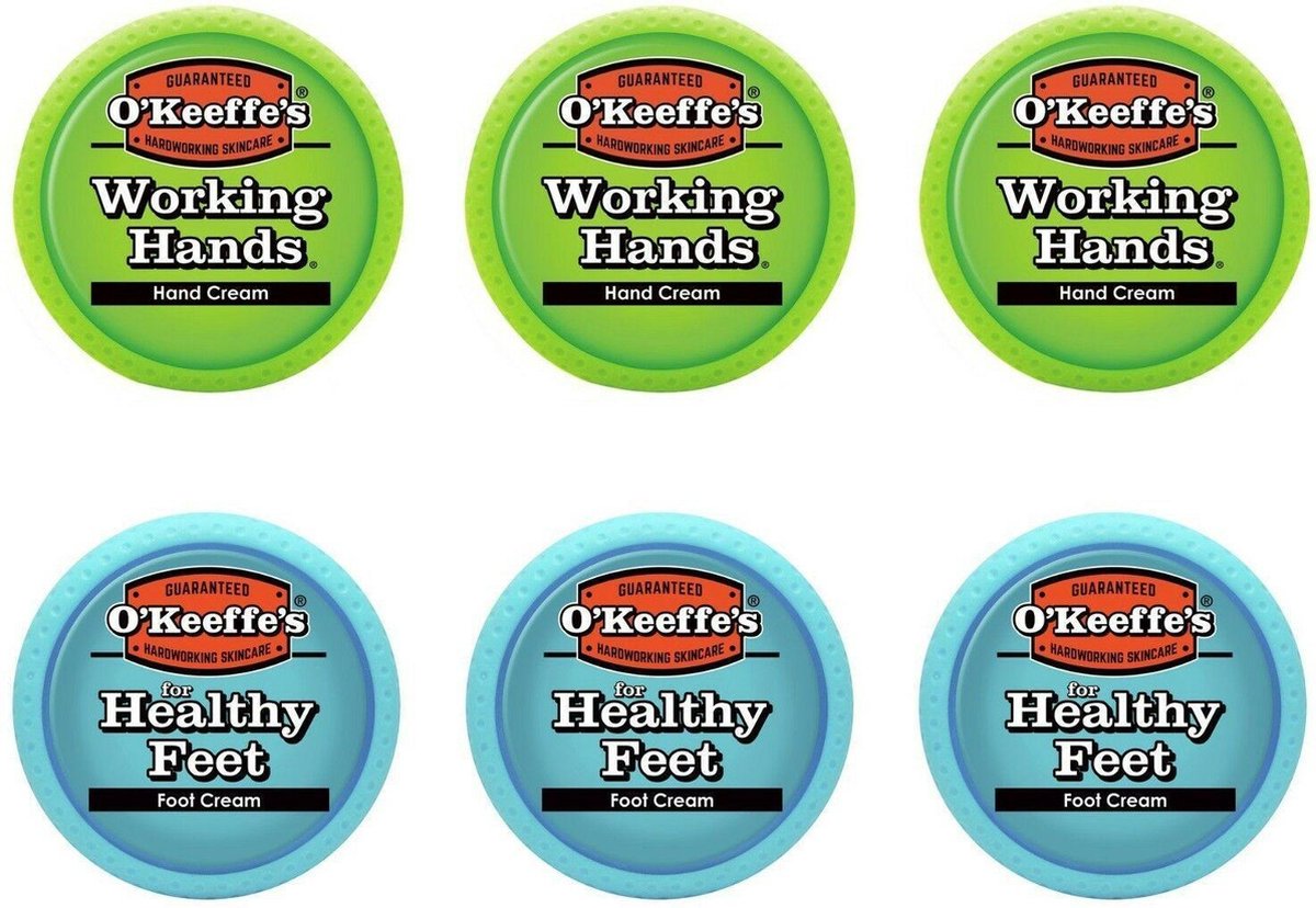 O'Keeffe's Working Hands & Healthy Feet: Hand & Foot Cream Jar Set - 6 pak