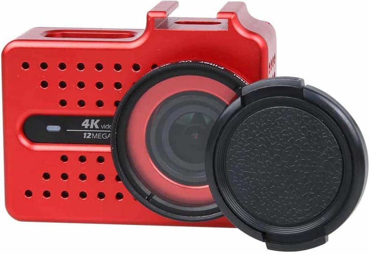 Xiaomi Xiaoyi Yi II 4K Sport Action Camera CNC aluminium behuizing beschermhoes met UV-filter & lens beschermende dop (rood)