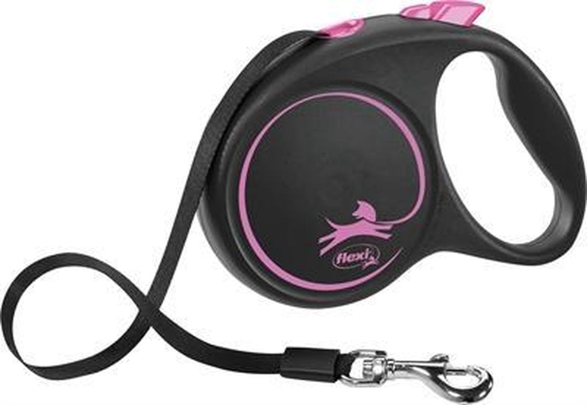 Flexi rollijn black design tape roze - m 5 mtr tot 25 kg - 1 stuks
