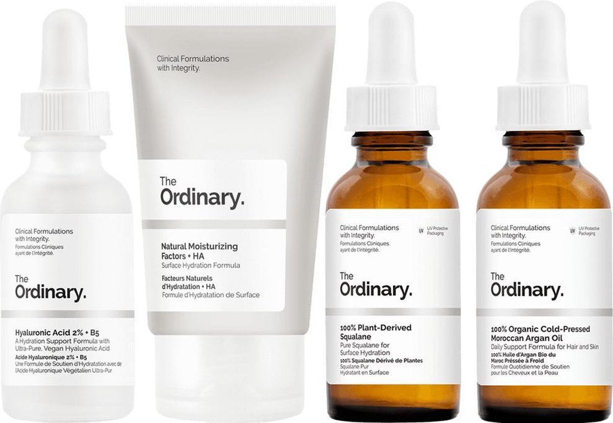 The ordinary hydrating skin set | Hyaluronic Acid 2% + B5 serum | Natural Moisturising Factors + HA | 100% Plant-Derived Squalane | 100% Organic Cold-Pressed Moroccan Argan Oil | Hydrateert de huid | Gezichtsverzorging | Gezichtsserum