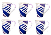 Mok - Beker - Set van 6 stuks mokken/bekers - Keramiek - 100% hand painted - Blauw en paars - 350 ml