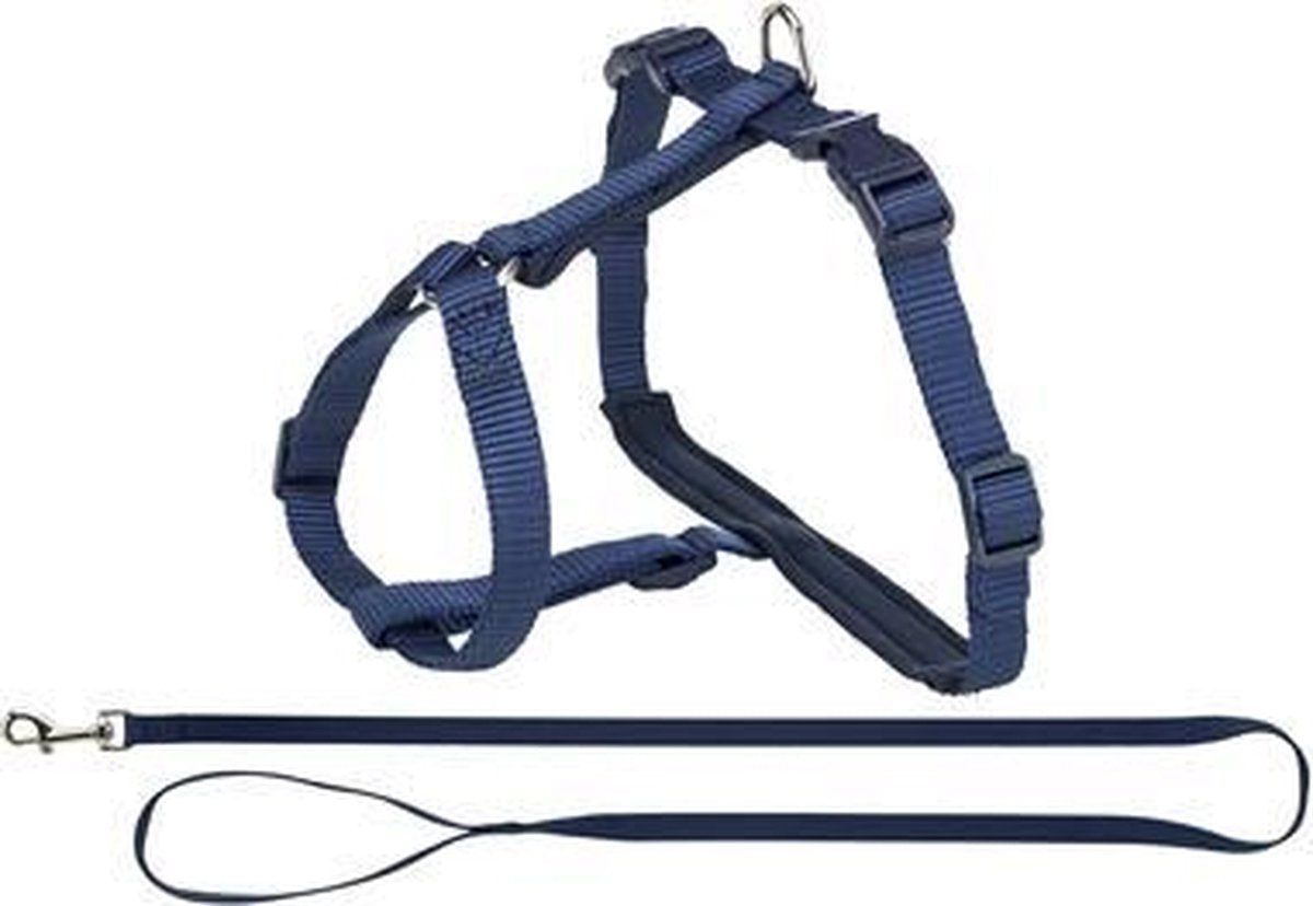 Trixie kattentuig premium met riem indigo - 33-57x1