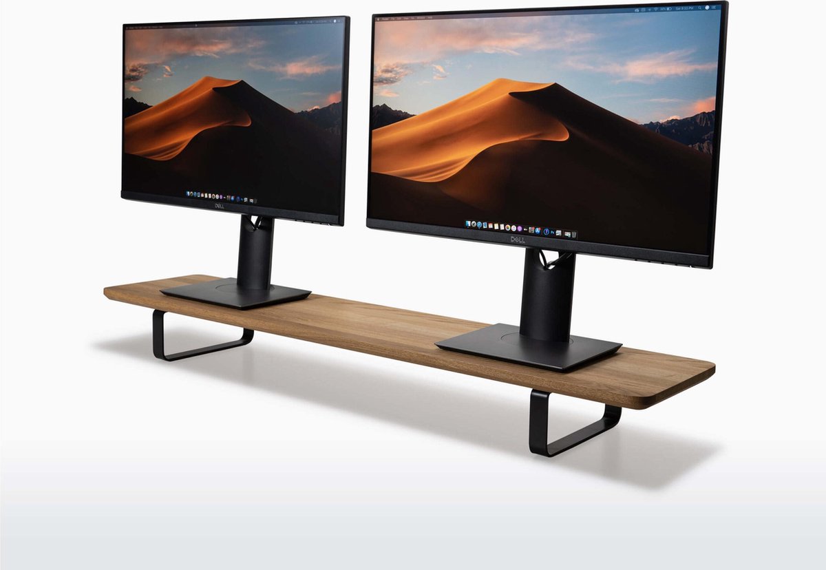 Oakywood Dual Monitor Standaard – Beeldschermverhoger – Eikenhout