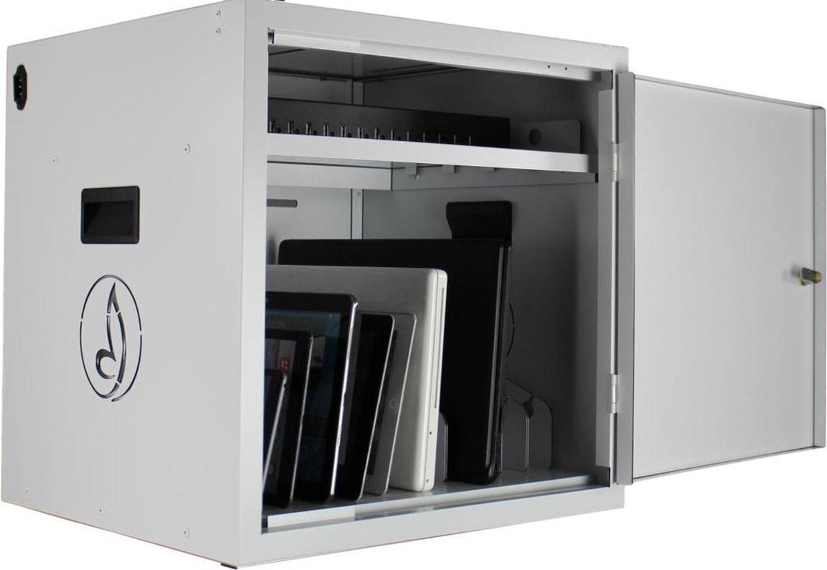 Bravour BRVD12 Oplaadkast voor 12 mobiele apparaten tot en met 17 inch-USB-Wit