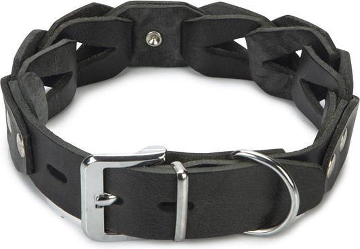 Beeztees Connex - Hondenhalsband - Leer - Zwart - 50cm x 30mm