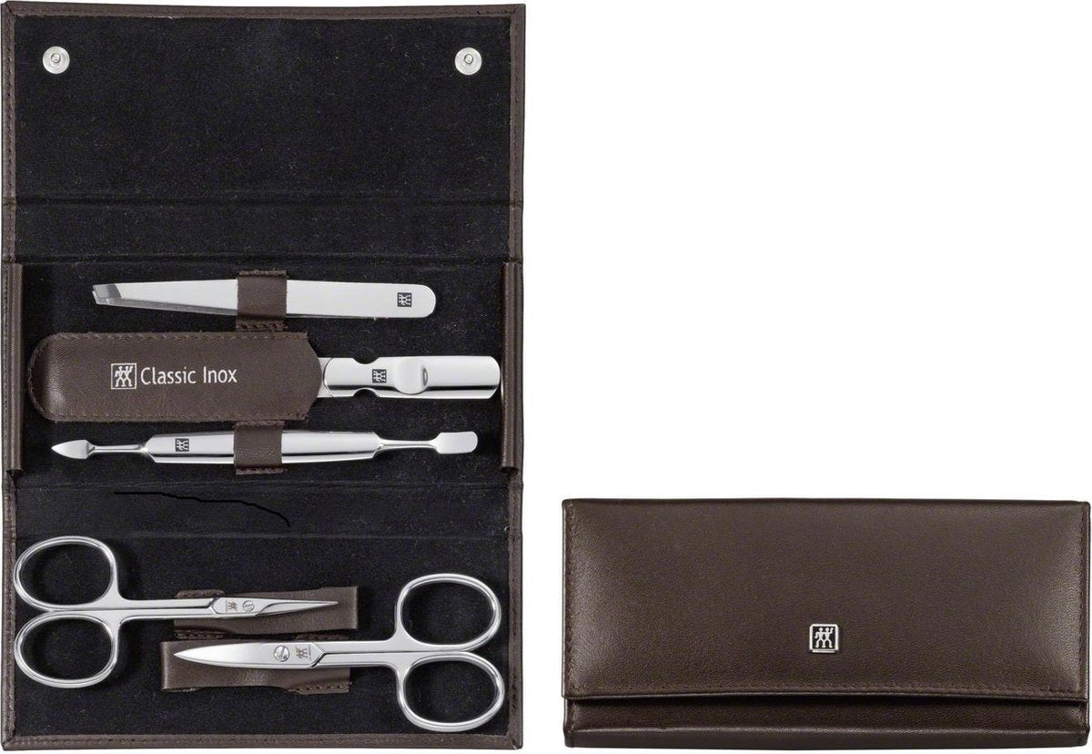 Zwilling Classic Inox manicureset - 5-delig - Bruin leder