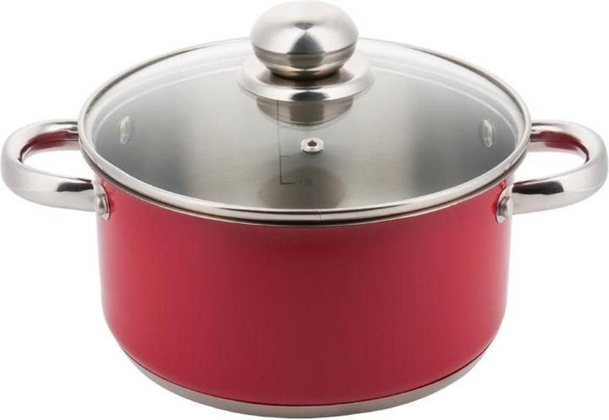 Kinghoff Kookpan met deksel - ø24 cm - Rood - Assortiment 'Het Gemak'