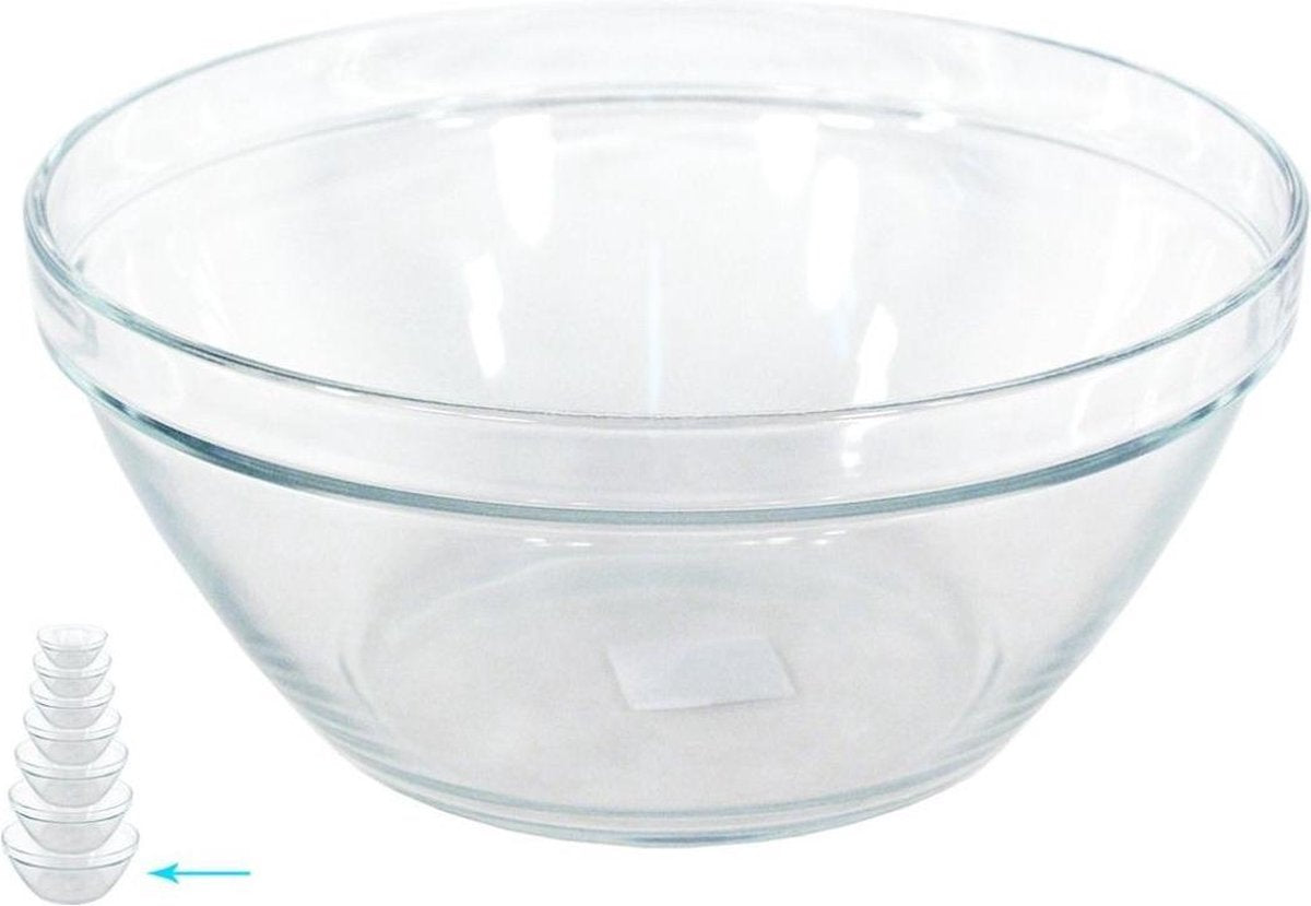 1x Glazen chipsschalen/keukenschalen Pompei 26 cm/3.6 liter - Schalen/kommen/mengkommen van glas
