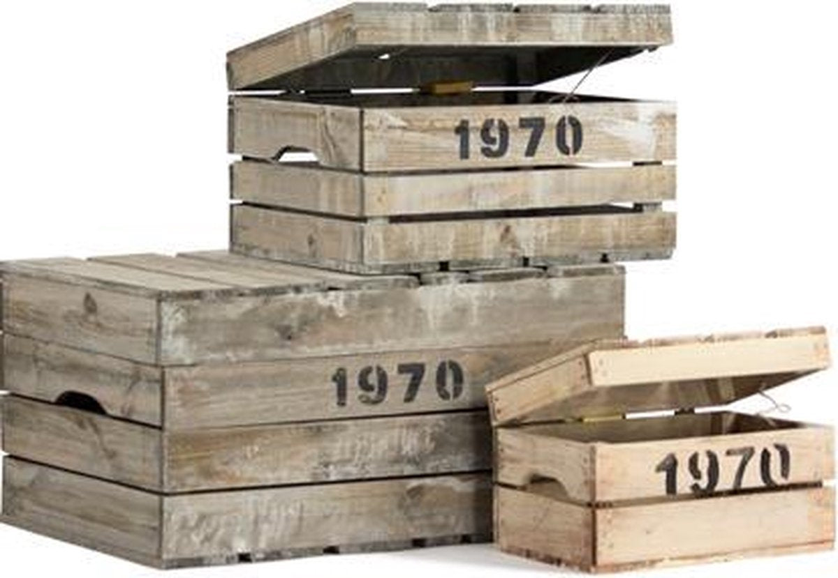 Set kisten 1970 met klapdeksel