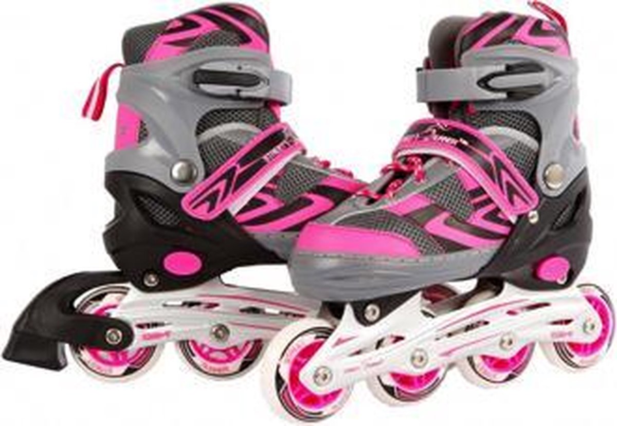 Inline skates roze/grijs verstelbaar - Skeelers maat 35-38