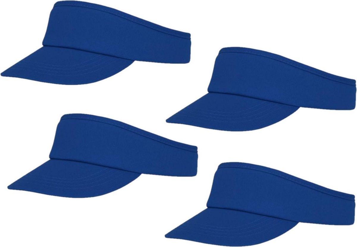 4x stuks blauwe zonneklep pet voor volwassenen