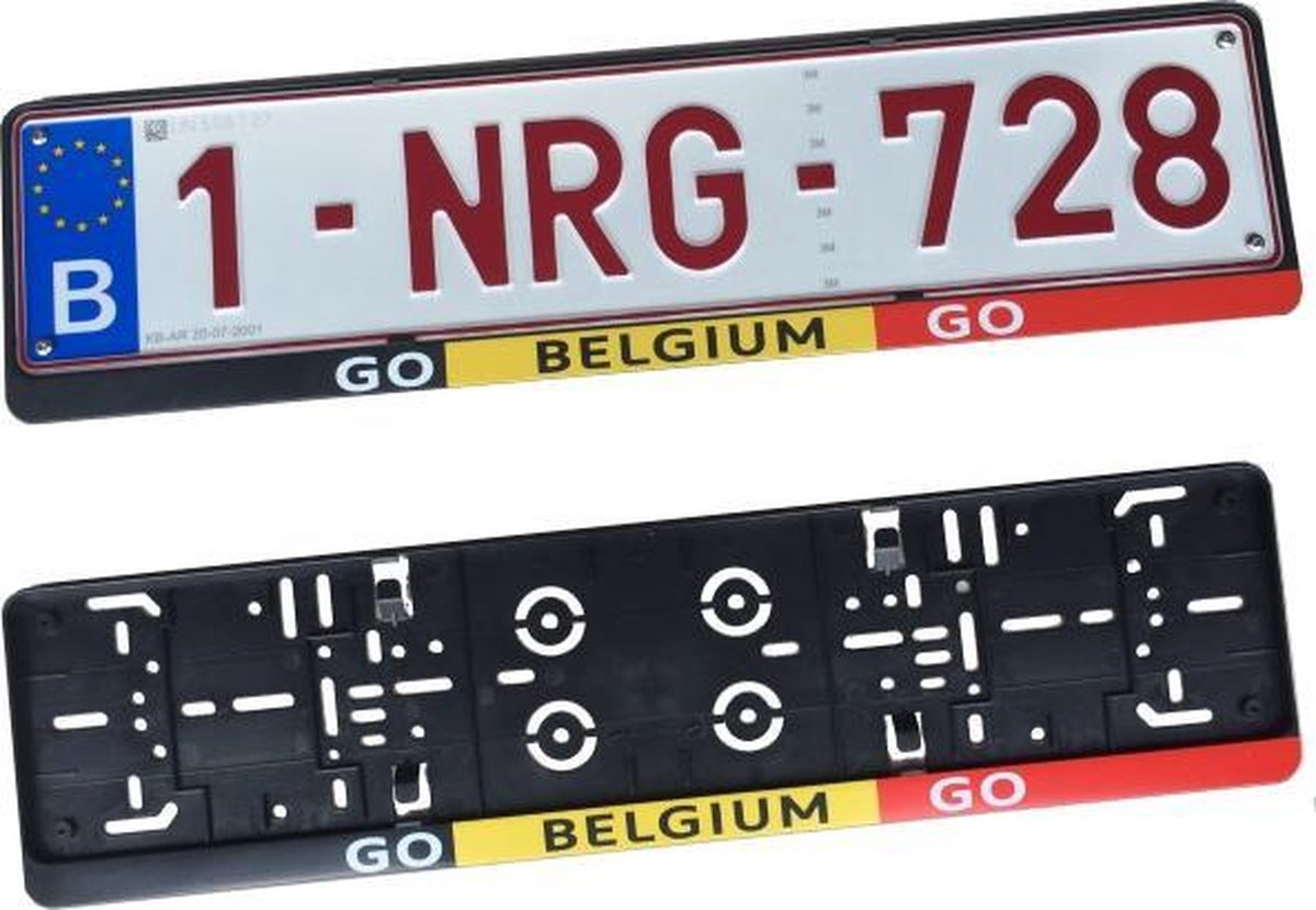 Nummerplaathouder GO BELGIUM GO ABS voor nummerplaat 520x110mm BELGIË‎‎‎‎‎‎‎‎
