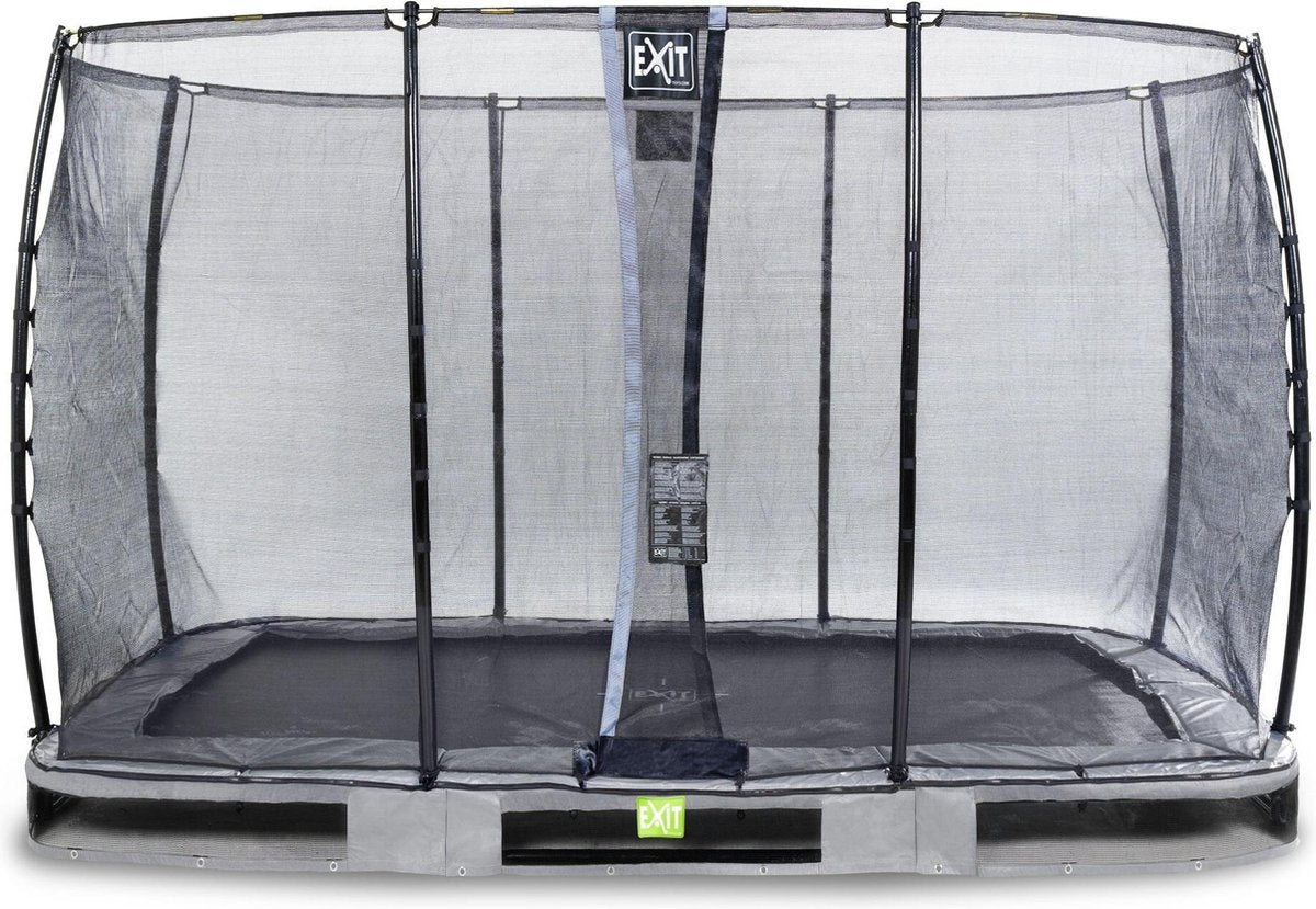Trampoline EXIT Elegant inground - 244x427cm met Economy veiligheidsnet - grijs