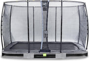 Trampoline EXIT Elegant inground - 244x427cm met Economy veiligheidsnet - grijs