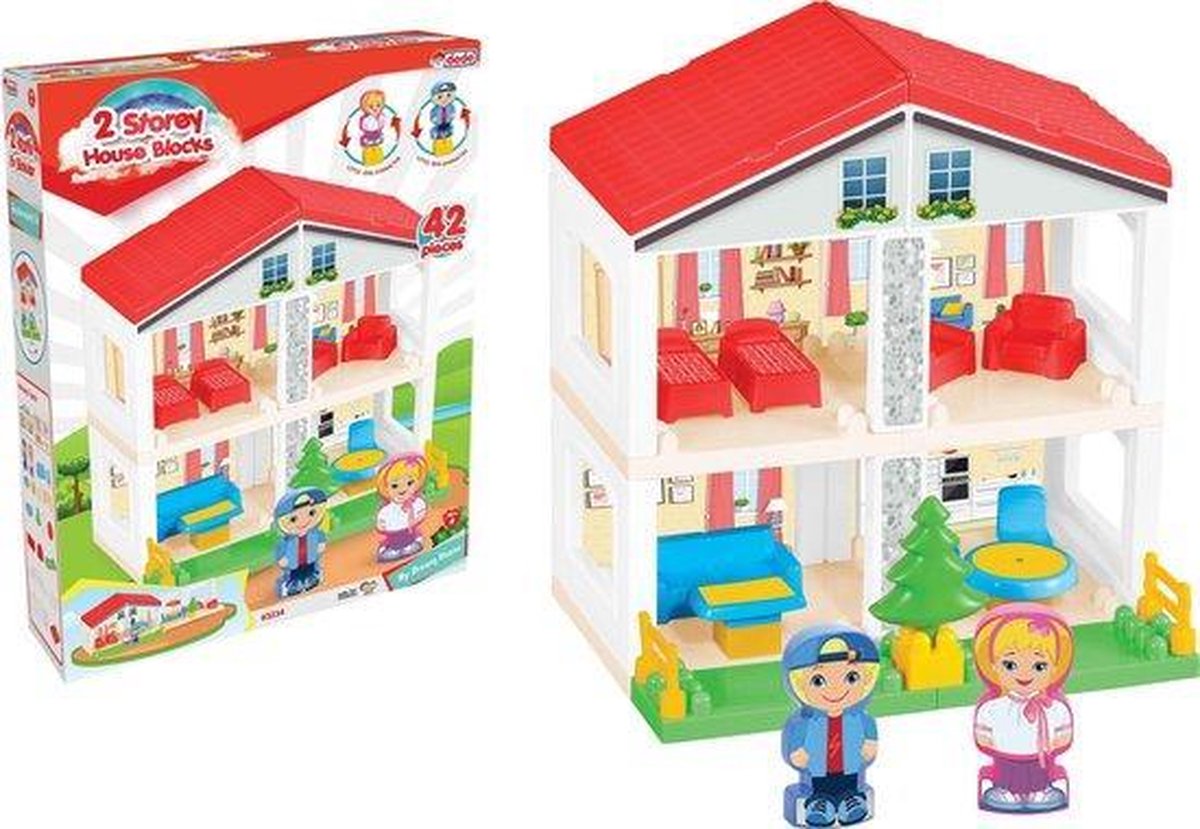 Poppenhuis - Barbiehuis rood- Speelgoed meisjes 2 jaar - Meisjes - Speelgoed meisjes - 40 delige poppenhuis - Rode kleur