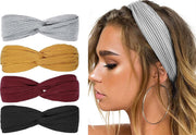 LIXINN®Set van 4 stuks - Gebreide dames haarbanden - Kleur 6  - Knoop cross knitted haarbanden - Dames - Haarband volwassenen - Elastisch antislip - Vrouwen - Meisjes - Yoga - Haaraccessoires
