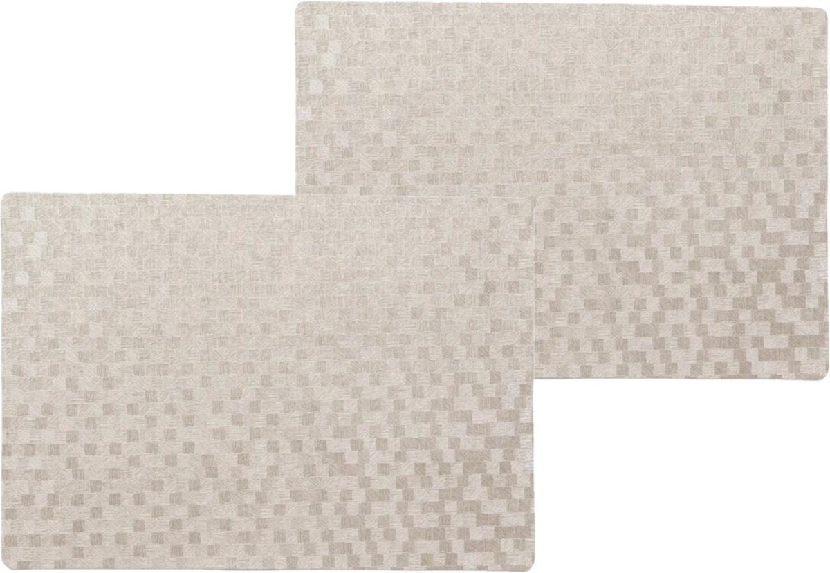 12x stuks stevige luxe Tafel placemats Stones taupe 30 x 43 cm - Met anti slip laag en Pu coating toplaag